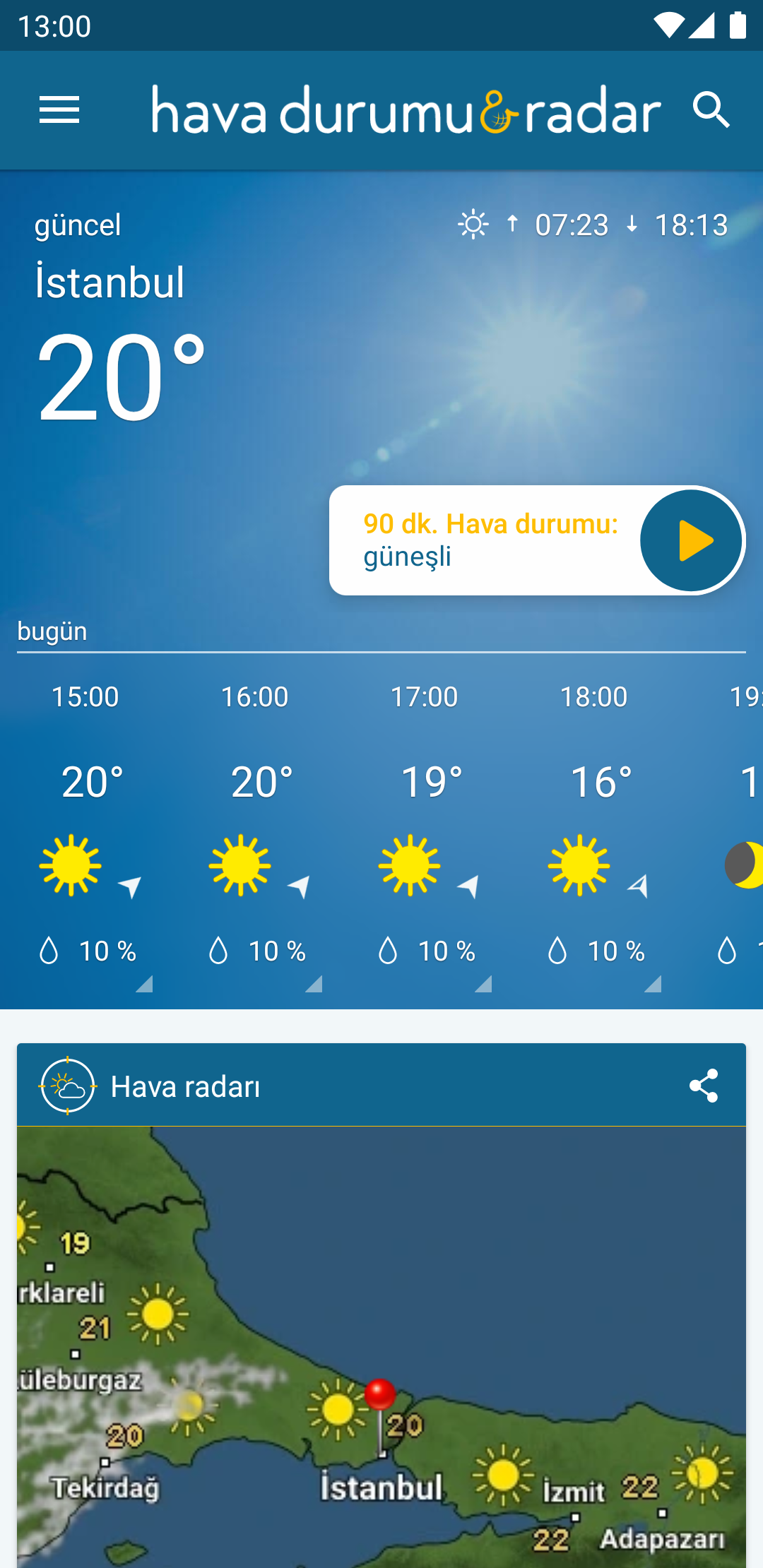 ios und android icin hava durumu ve radar uygulamasi